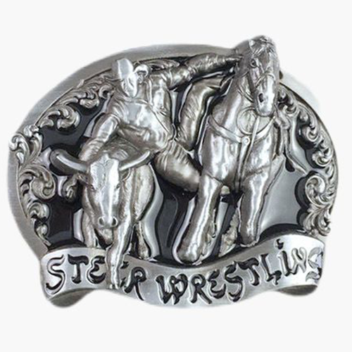 Western Rodeo Belt Buckle Horse To Capture Cattle