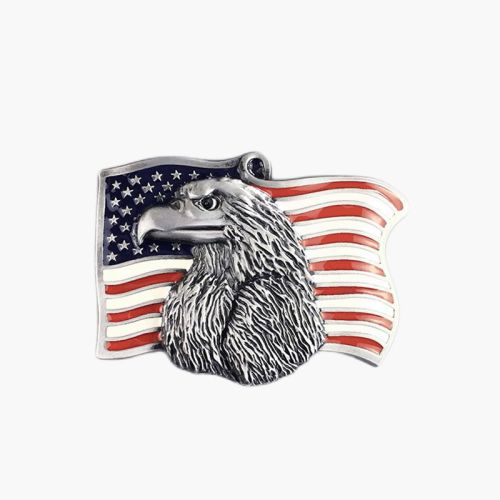 American Elements Belt Buckle Star & Stripes Flag With Eagle Metal Relief Belt Buckle