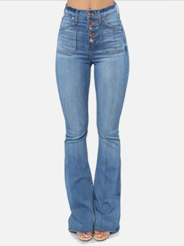 Cowgirl Jean Rugged Wear High Waist Boot Cut Jeans For Women Flare Pants Western Light Blue Jean
