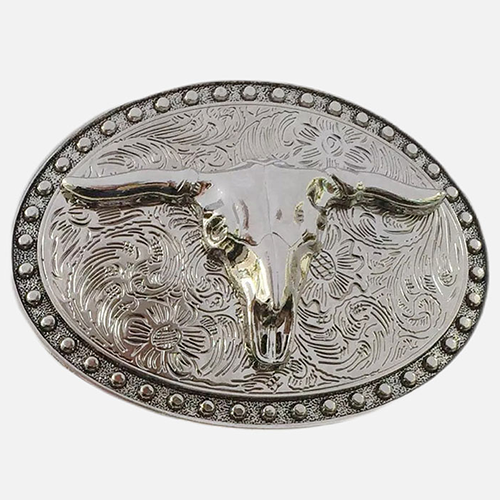 American Western Style Belt Buckle High Quality Silver Pattern Bottom Cowboy Buckle