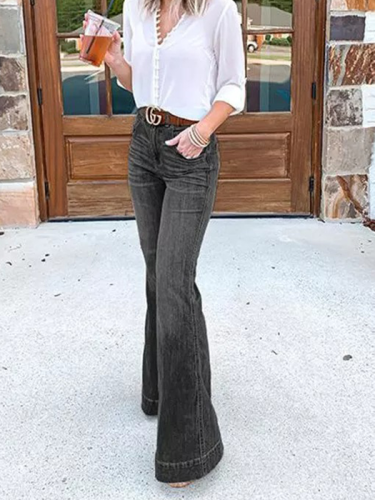 Women's Western Jean Rugged Wear Slim Mid-waist Distressed Washable Jean Cowgirl Wear