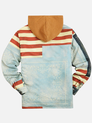 Classic Mens Jacket Hooded America Flag Pattern Jacket