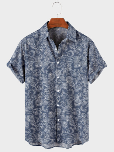 Mens Paisley Shirt Floral Print Short Sleeve Hawaiian Shirts Short Sleeve Button Down Beach Shirts