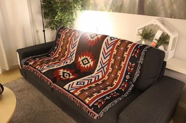 Aztec Ethnic Throw Blanket Southwest Native American Indian Blanket for Bed Couch/Sofa/Chair/Recliner/Loveseat/Window/Hiking/RV Geometric Pattern Muti-Color