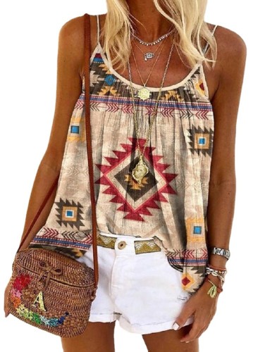 Women's Camisole Aztec Strappy Tank Top for Summer