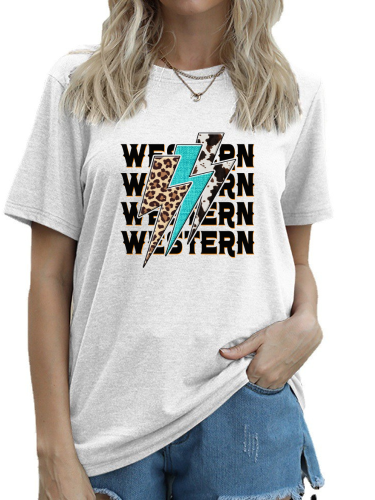 Cowgirl Western Lightning Shirt Women's Causal Loose Short Sleeve Top Spring Must-Have Shirt