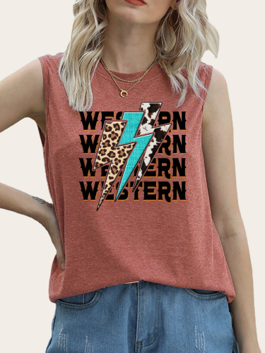 Cowgirl Western Lightning Women's Tank Shirt Casual Sleeveless Tank Top for Summer Outfit