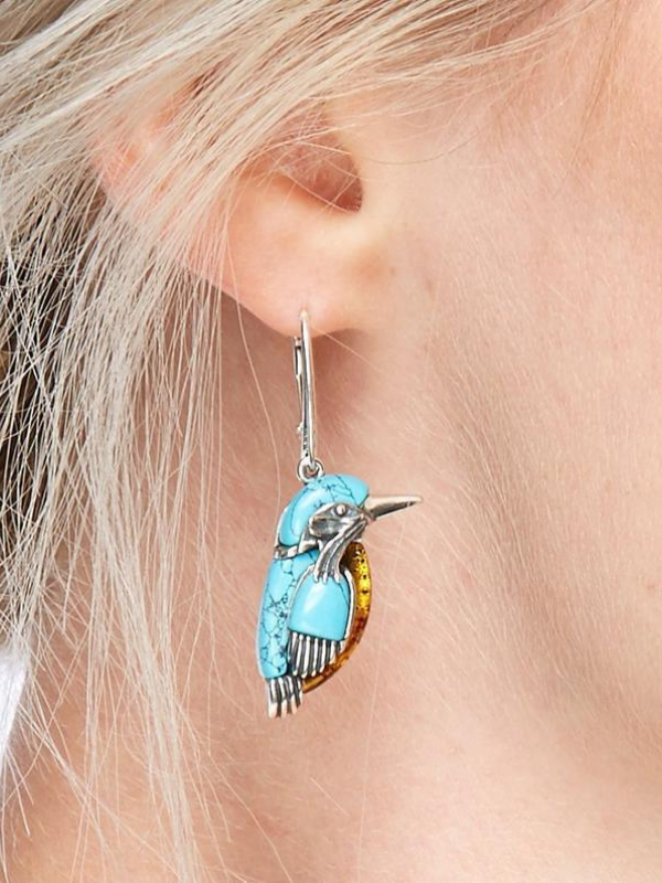 Vintage Little Bird Turquoise Earrings Western Boho Style Women's Party Jewelry Fashion Gift