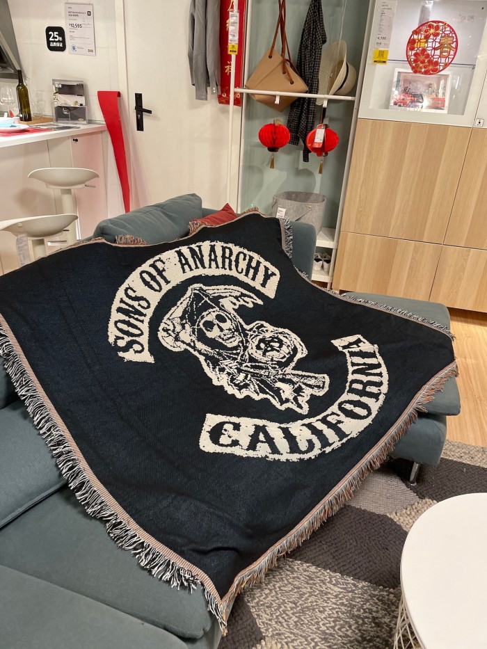 Sons of Anarchy Blanket Throws Tassel Blanket for Bed/Couch/Sofa/Office/Camping/Chair/Living Room