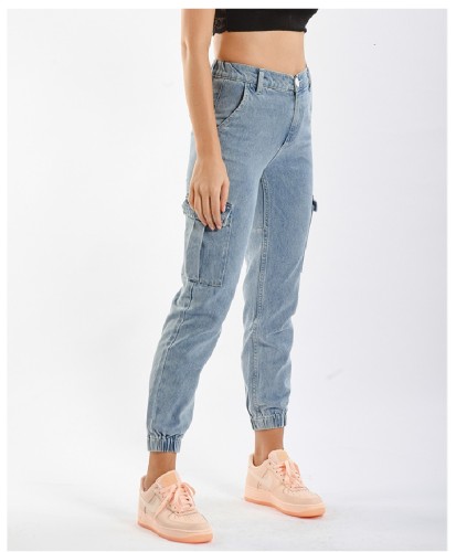 Women's High Rise Cargo Jogger Jeans Vintage Denim Pants