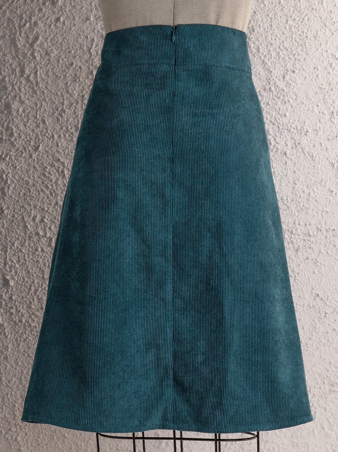 Blue Casual Shift Skirts Women Corduroy Pants