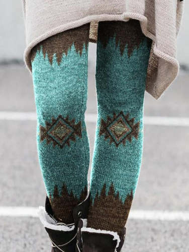 Aztec cotton-blend leggings