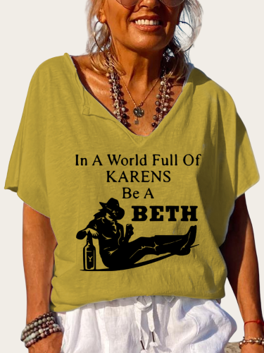 Beth dutton Print Trundown Collar T Shirt Women's Loose Short Sleeve Top Spring Plus Size Shirt