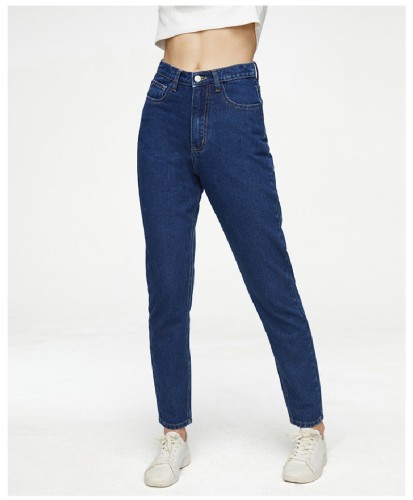 Plus Size Loose Navy Blue Mom Jeans Women Boyfriendtv Straight Inelastic High Waist jeans Women Big Size #82