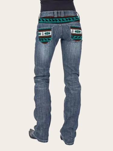 Retro Aztec boot-cut leg jeans
