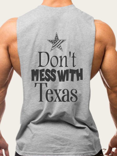 I am Texas Stong With Castus Strong Men's Tank Loose Side Slit Shirt  Sleeveless Summer Hot  Cotton Shirt For Texans