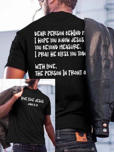 Love Like Jesus Crew Neck Cotton Blends Short Sleeve Short sleeve T-shirt