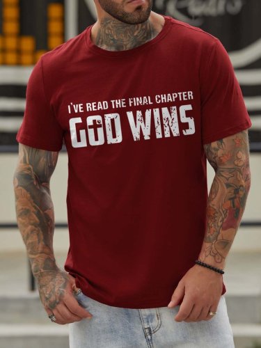 I've Read The Final Chapter God Wins Crew Neck Cotton Blends Short Sleeve T-shirt