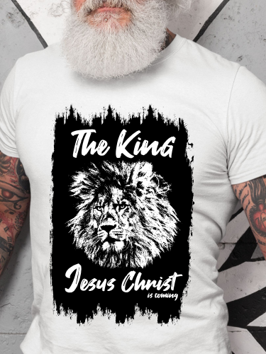Jesus is King Christian Shirt S-5XL Oversized Men's Short Sleeve T-Shirt Plus Size Casual Loose Shirt