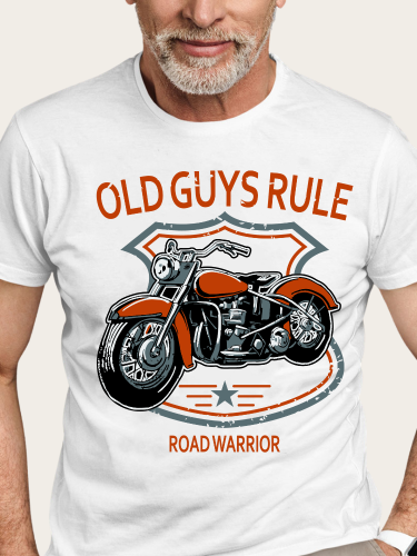 Old Guy Rule Road Worrior Funny T Shirt S-5XL Oversized Men's Short Sleeve T-Shirt Plus Size Casual Loose Shirt