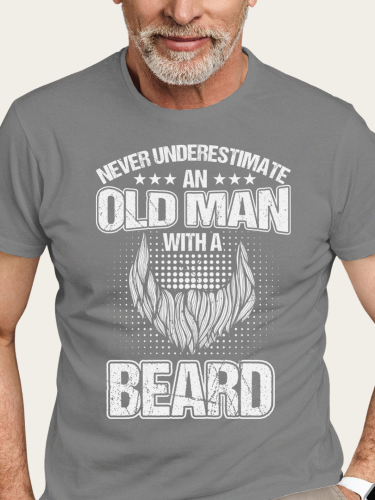 Never Underestimate an Old Man With A Beard S-5XL Oversized Men's Short Sleeve T-Shirt Plus Size Casual Loose Shirt