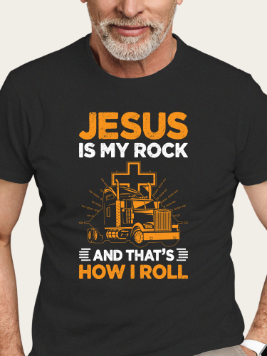 Jesus is My Rock and That's How i Roll Mens Short Sleeve T-shirt