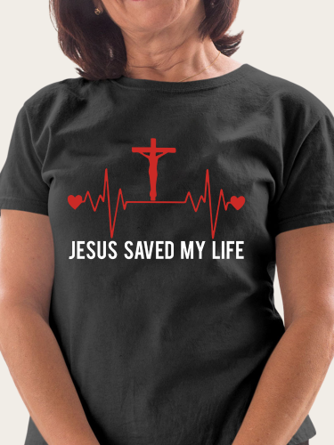 Jesus Save My Life Christan T-Shirt Women's Short Sleeve Crew Neck Loose Top