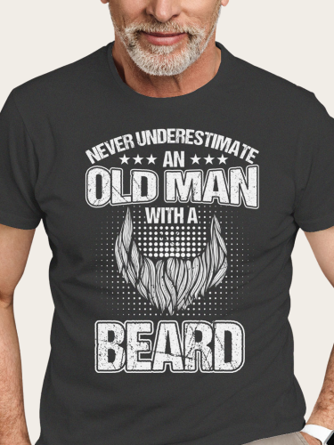 Never Underestimate an Old Man With A Beard S-5XL Oversized Men's Short Sleeve T-Shirt Plus Size Casual Loose Shirt