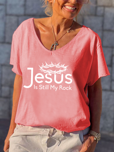 Juese is still My Rock Women's Causal Loose Short Sleeve Top Spring Plus Size Shirt