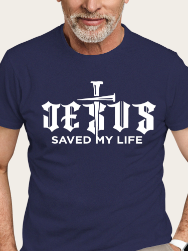 Jesus Save My Life Christian Shirt S-5XL Oversized Men's Short Sleeve T-Shirt Plus Size Casual Loose Shirt