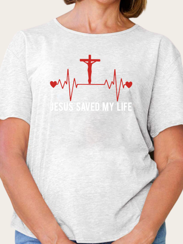 Jesus Save My Life Christan T-Shirt Women's Short Sleeve Crew Neck Loose Top