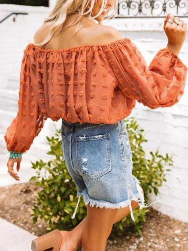 Women's Casual Off Shoulder Loose Blouse Top