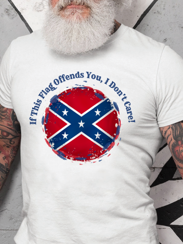 Confederate Flag If You Don't Like This Flag, I don't Care T Shirt S-5XL Oversized Men's Short Sleeve T-Shirt Plus Size Casual Loose Shirt