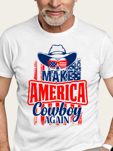 Make Cowboy Great agaion Western S-5XL Oversized Men's Short Sleeve T-Shirt Plus Size Casual Loose Shirt