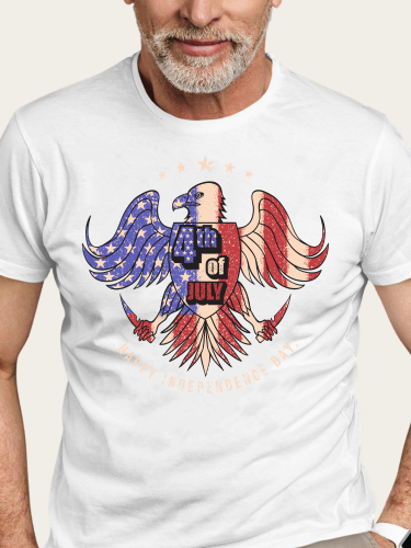 Happy Independant's day American Flag Eagle Shrit S-5XL Oversized Men's Short Sleeve T-Shirt Plus Size Casual Loose Shirt