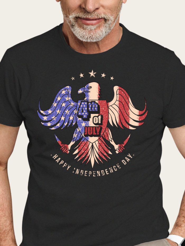 Happy Independant's day American Flag Eagle Shrit S-5XL Oversized Men's Short Sleeve T-Shirt Plus Size Casual Loose Shirt