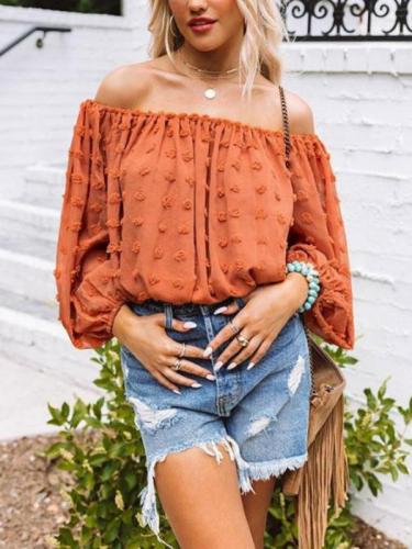 Women's Casual Off Shoulder Loose Blouse Top