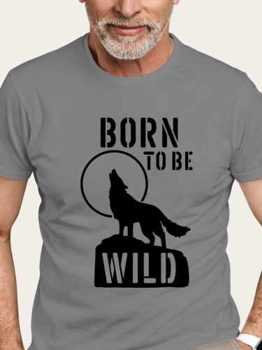 Born to Be Wild Wolf Shirt S-5XL Oversized Men's Short Sleeve T-Shirt Plus Size Casual Loose Shirt