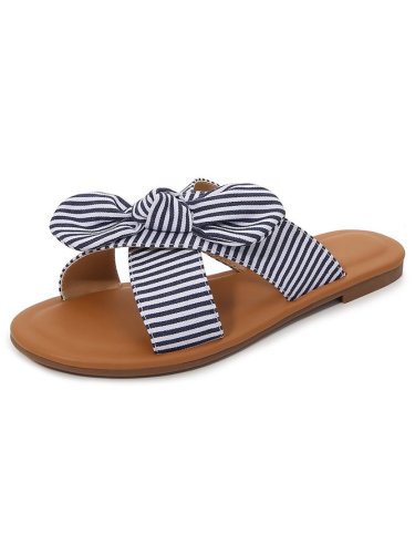 Striped Bow Resort Slipper