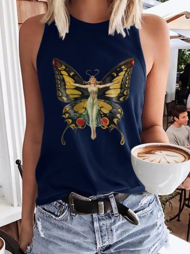 Vintage Butterfly Poster Graphic Tank Top