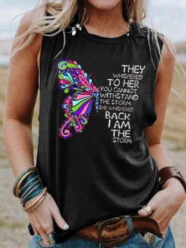 They Whispered To Her Print Casual Tanks & Camis