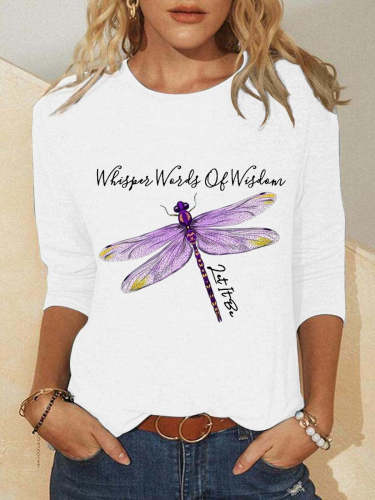Women Dragonfly Whisper Words Of Wisdom Long Sleeve Tshirt
