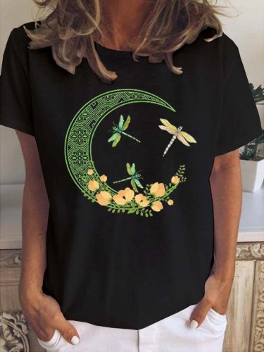 Moon And Dragonfly Women's Short sleeve tops