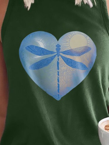 Dragonfly Heart Graphic SleevelessTank Top