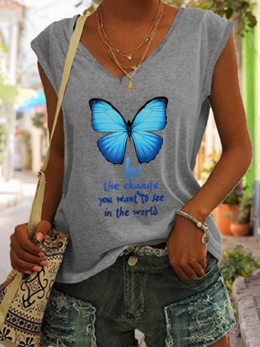 Be The Change You Want To See In The World Butterfly Print Tank Top