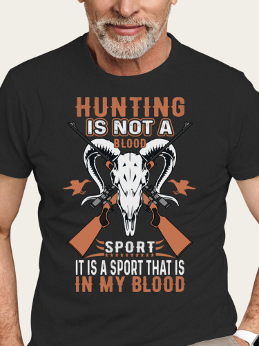 Hunting is a Sport in My Blood Shirt S-5XL Oversized Men's Short Sleeve T-Shirt Plus Size Casual Loose Shirt