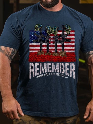 Men's Remember Heroes Flag Print T-Shirt