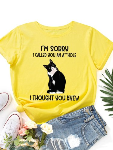 I`m Sorry I Called You An A Hole I Thought You Knew Black Cat Graphic Tee