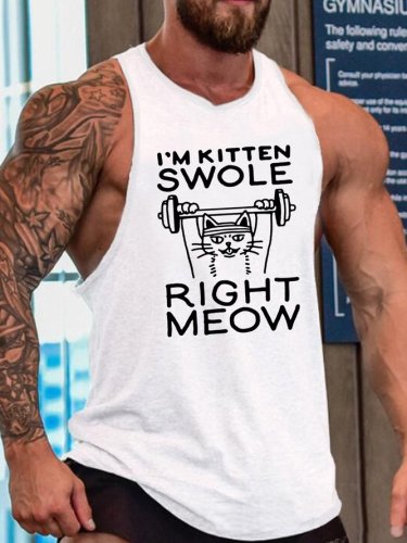 Funny I'm Kitten Swole Right Meow Casual Crew Neck Knit