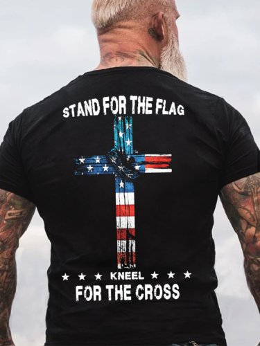 STAND FOR THE FLAG KNEEL FOR THE CROSS Casual T-Shirt